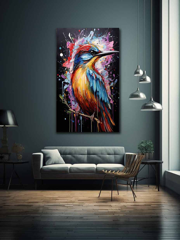 Bird Art Dripping Color Painting