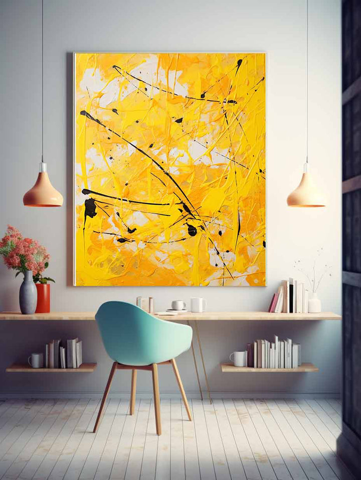 Painting Yellow Color Drips  