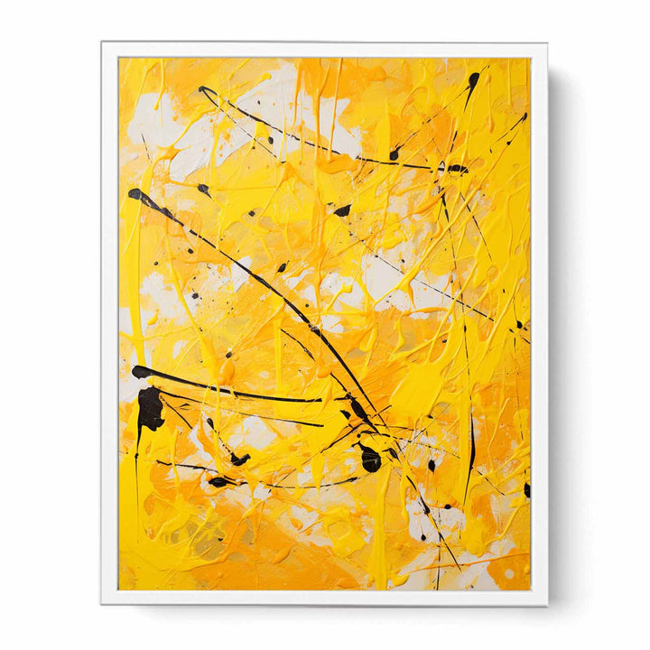 Painting Yellow Color Drips   Canvas Print