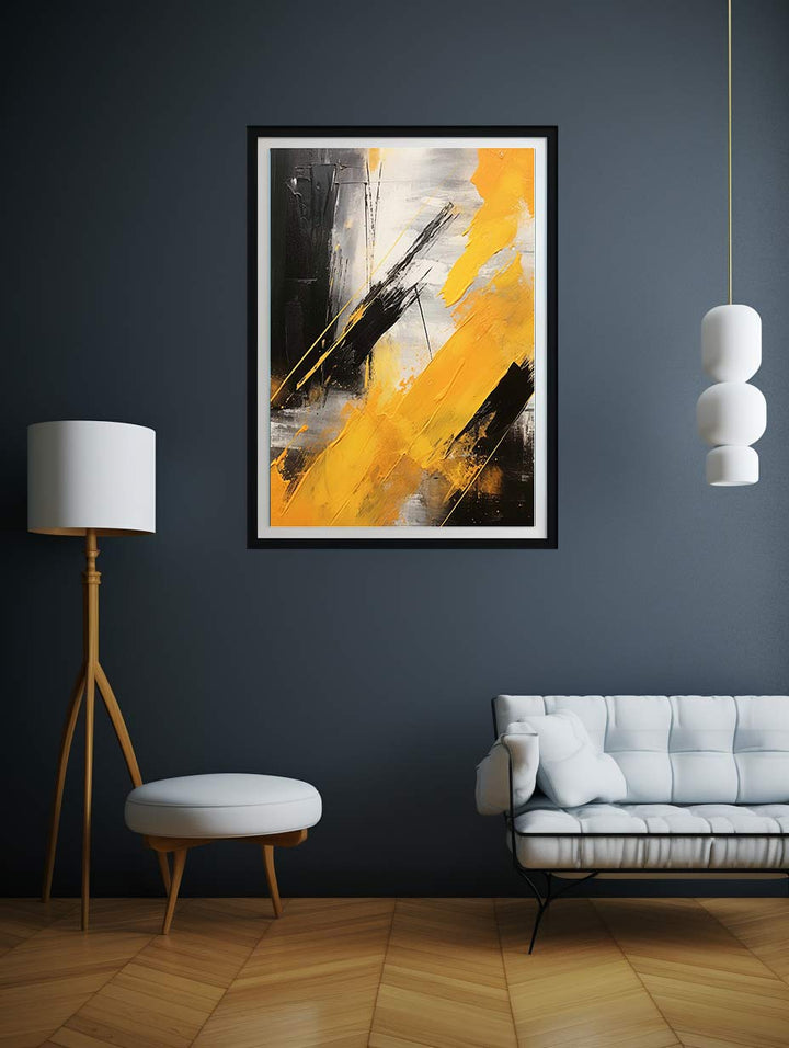 Yellow Black Abstract Painting