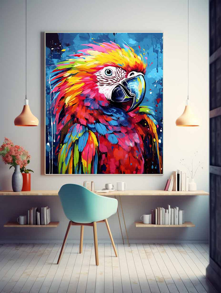 Parrot Dripping Color Painting