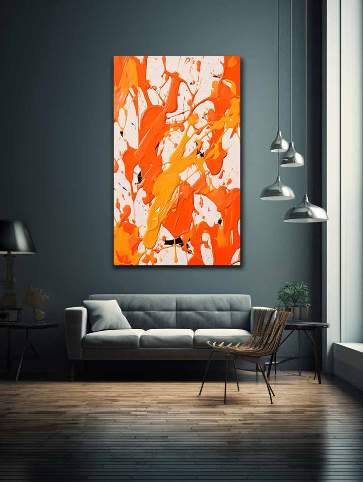 Orange Art Dripping Color Painting