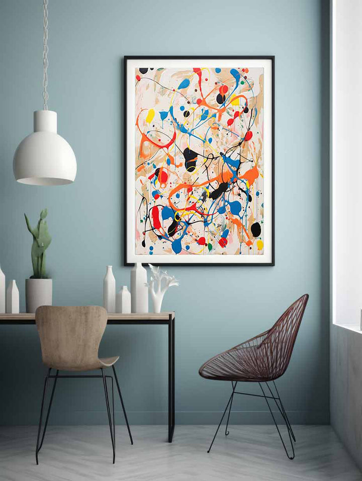 White Art Dripping Color Painting