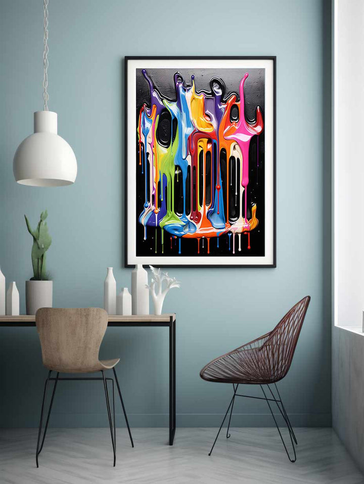 Three Art Dripping Color Painting