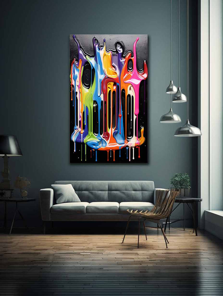 Three Art Dripping Color Painting