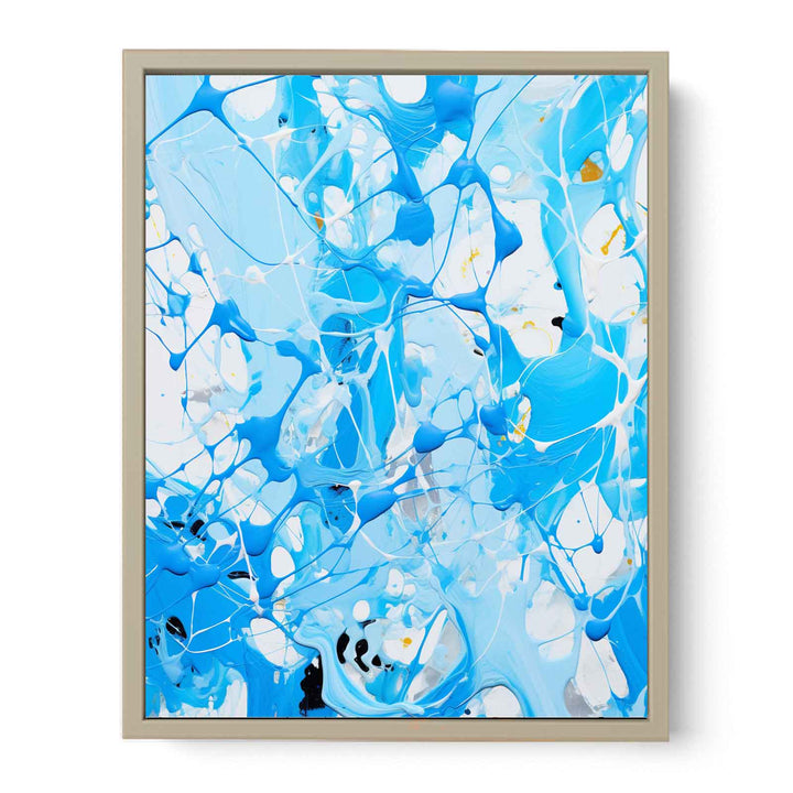  White Blue Dripping Color Painting Framed Print