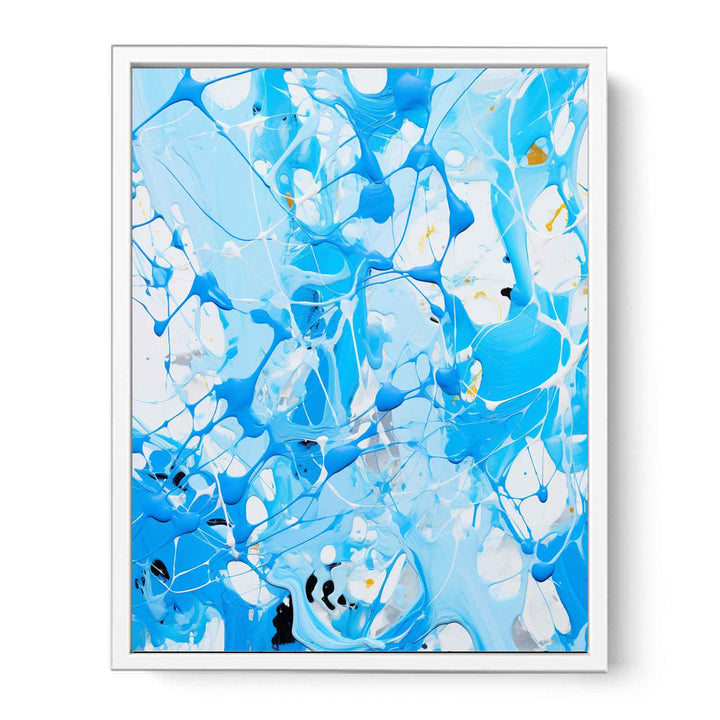  White Blue Dripping Color Painting  Canvas Print