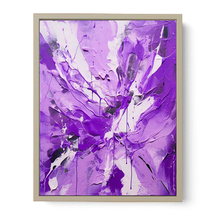 Painting Color White Purple Drips  Framed Print