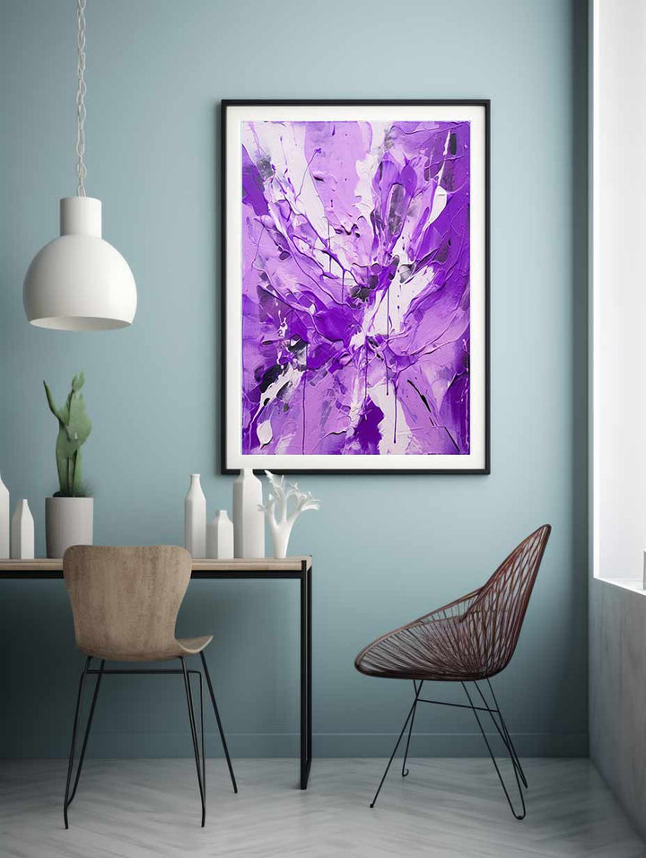 Painting Color White Purple Drips  