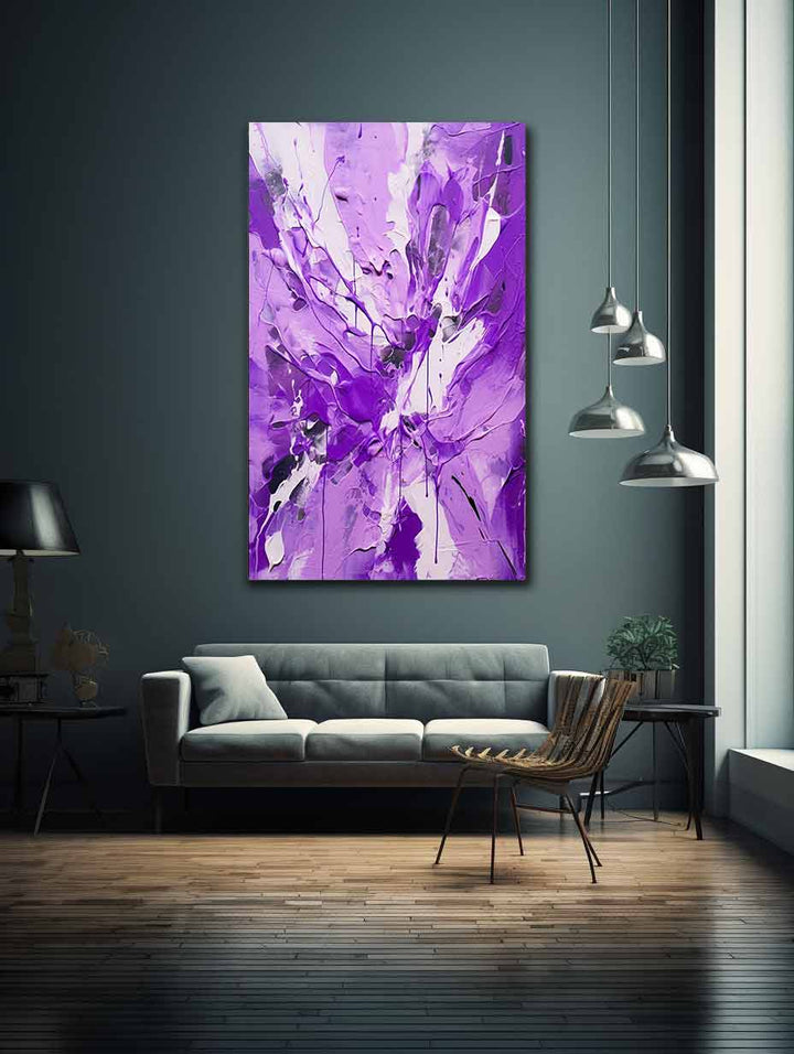 Painting Color White Purple Drips  