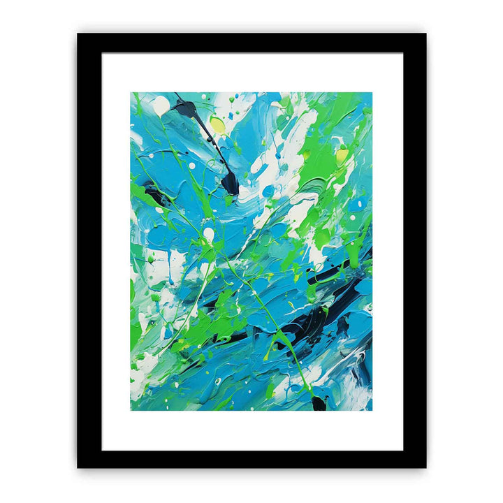 Green Blue Dripping Color Painting