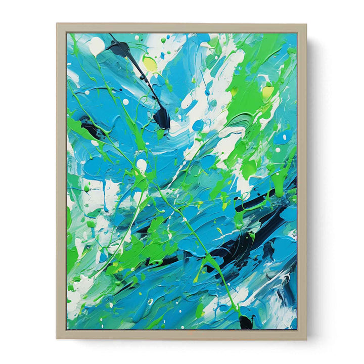 Green Blue Dripping Color Painting