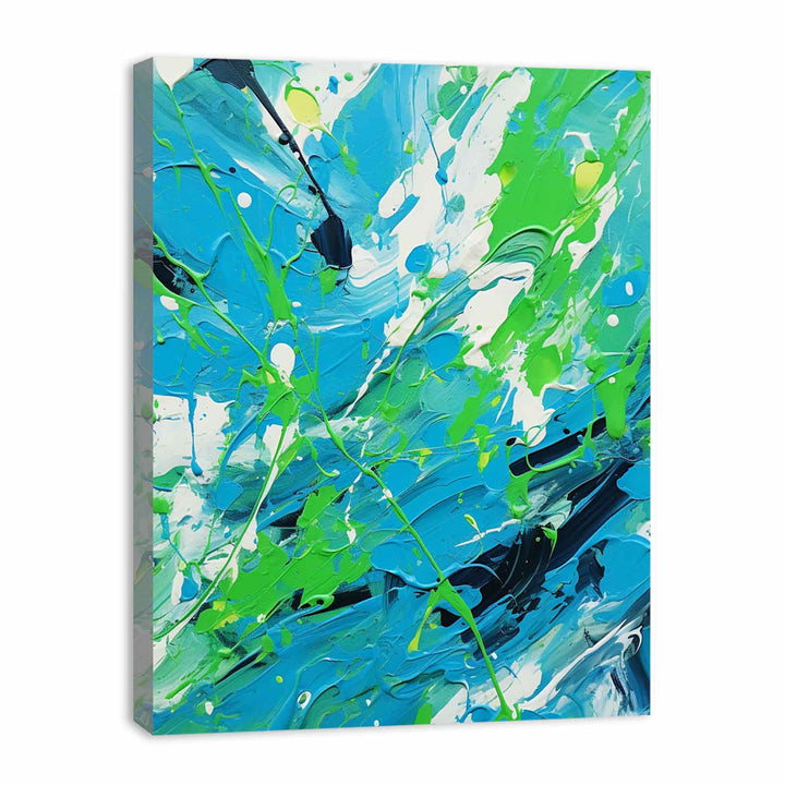 Green Blue Dripping Color Painting