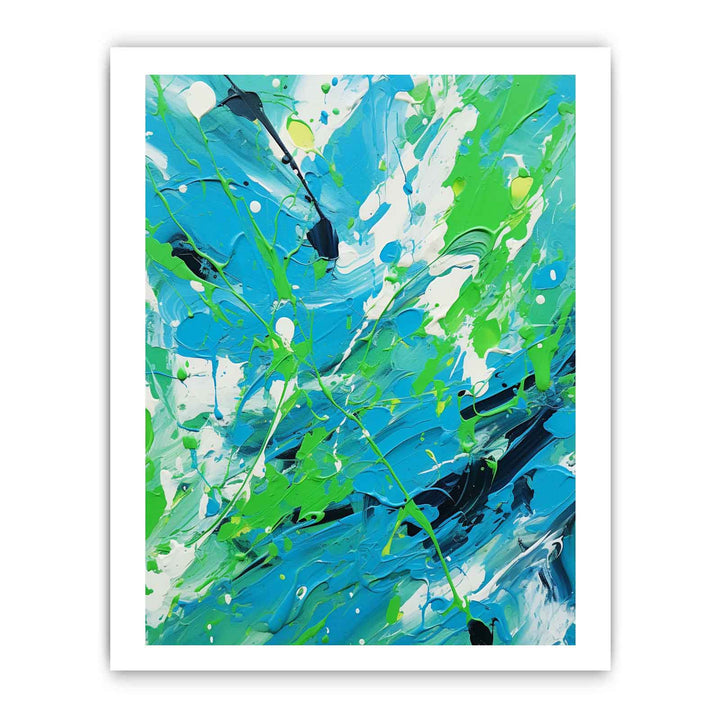 Green Blue Dripping Color Painting