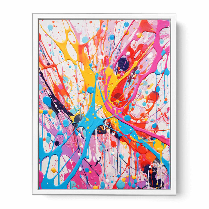 Painting Pink Yellow Color Drips   Canvas Print