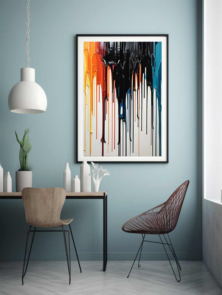 Black Dripping Color Painting