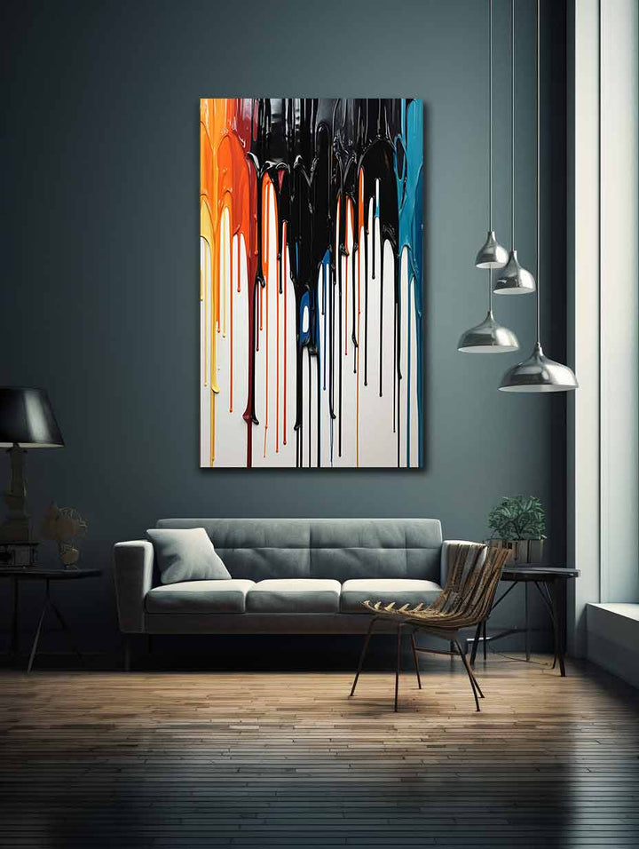 Black Dripping Color Painting