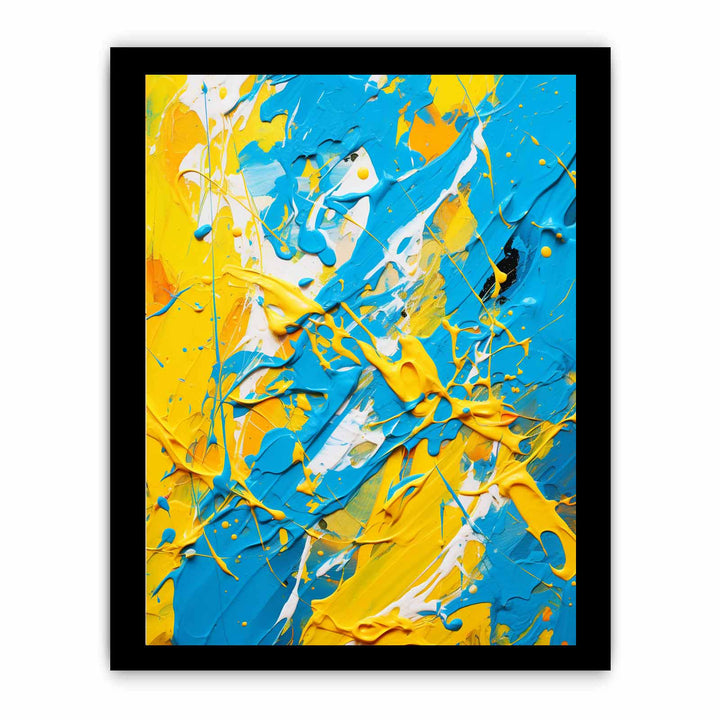 Yellow Blue Dripping Color Painting