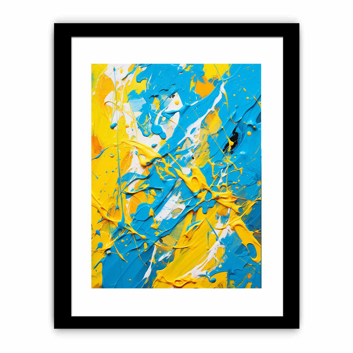 Yellow Blue Dripping Color Painting