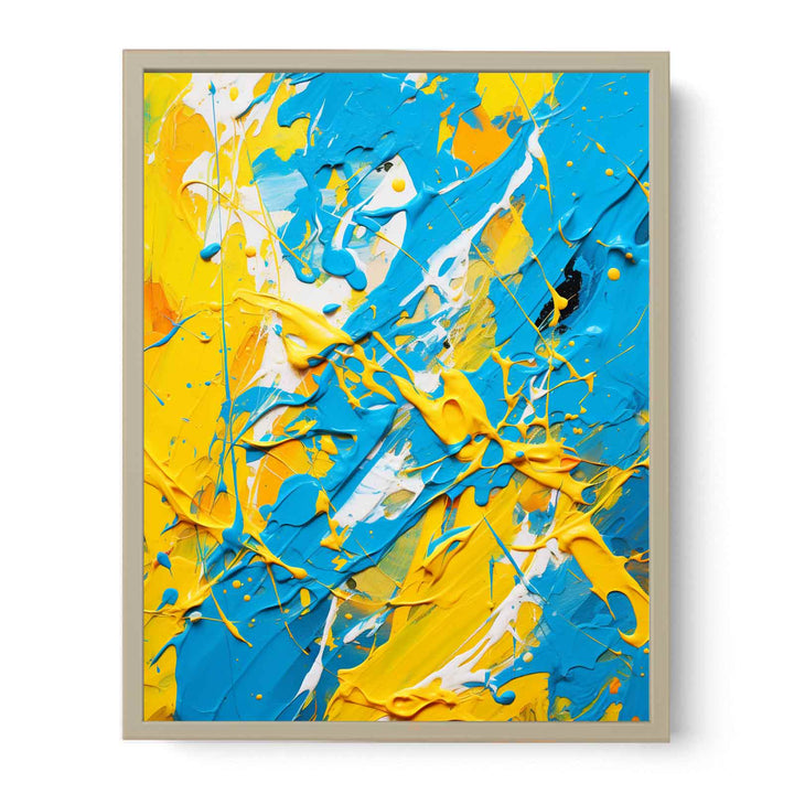 Yellow Blue Dripping Color Painting