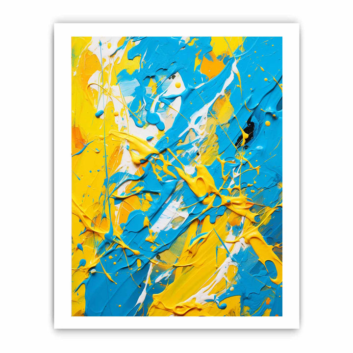 Yellow Blue Dripping Color Painting