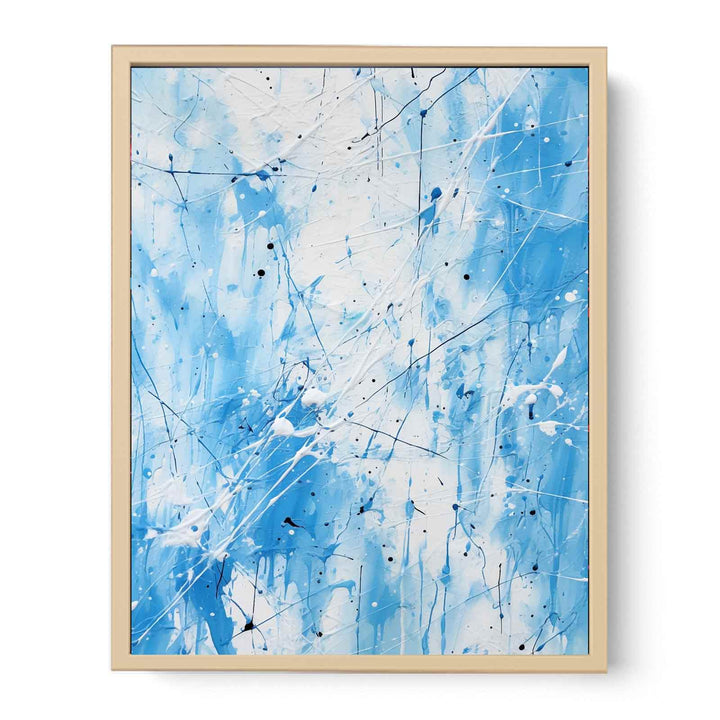 Painting Blue White Color Drips   Poster