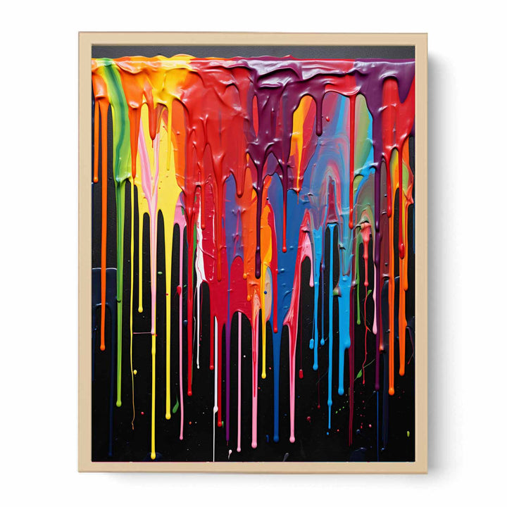 Color Drips Black Painting   Poster