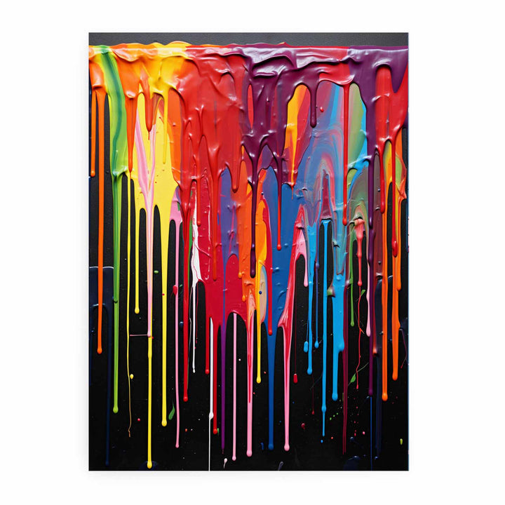 Color Drips Black Painting 