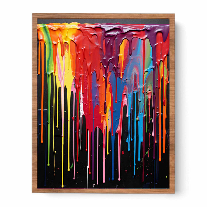 Color Drips Black Painting  