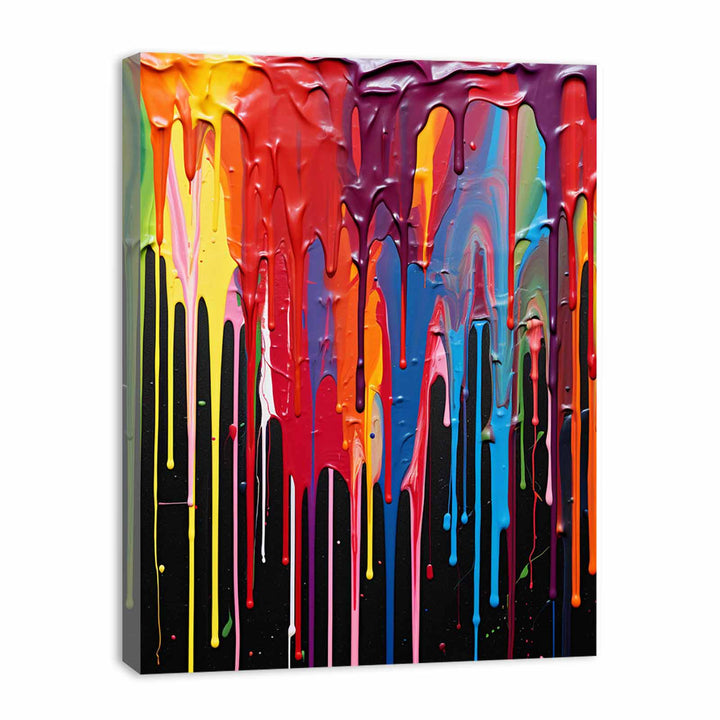 Color Drips Black Painting  