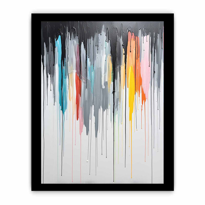 Grey Color Dripping Color  Art Painting