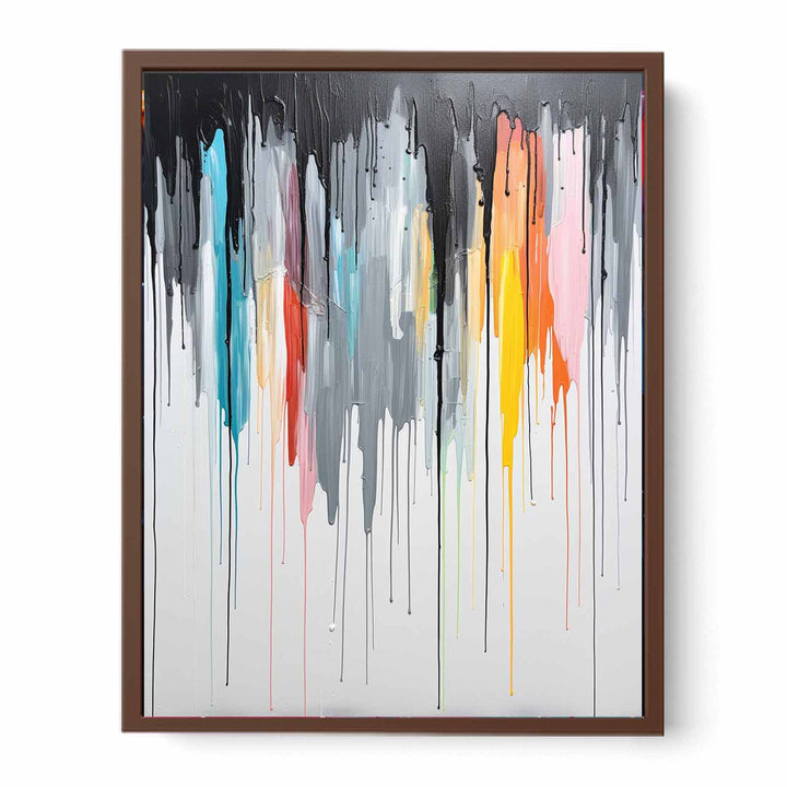 Grey Color Dripping Color  Art Painting