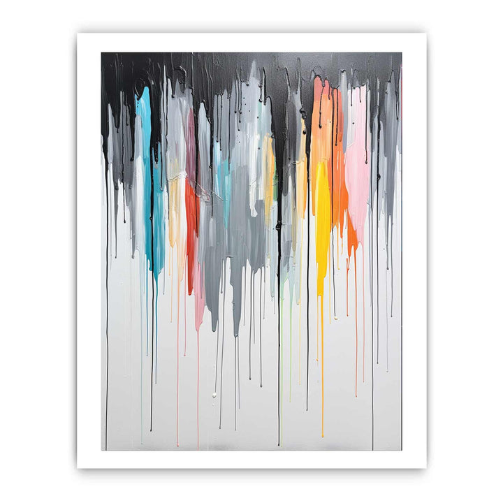 Grey Color Dripping Color  Art Painting