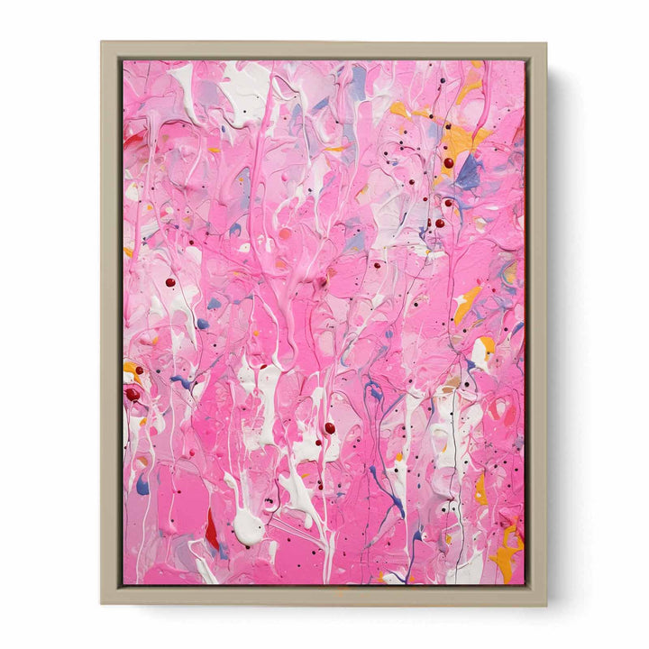 Color Pink Drips Painting  Framed Print