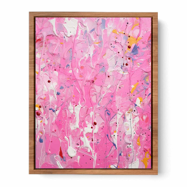 Color Pink Drips Painting  