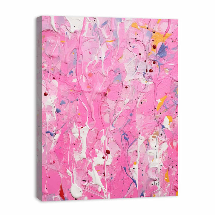 Color Pink Drips Painting  