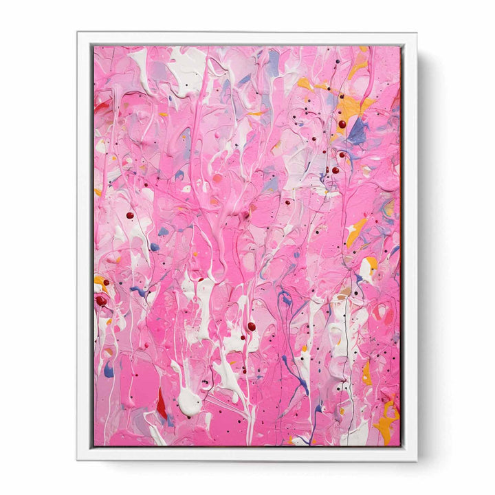 Color Pink Drips Painting   Canvas Print