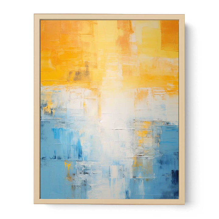 Yellow Blue Abstract Knife Art Painting