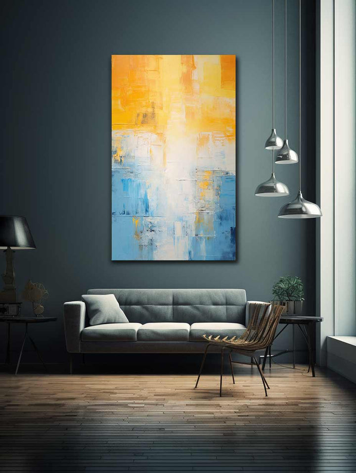 Yellow Blue Abstract Knife Art Painting