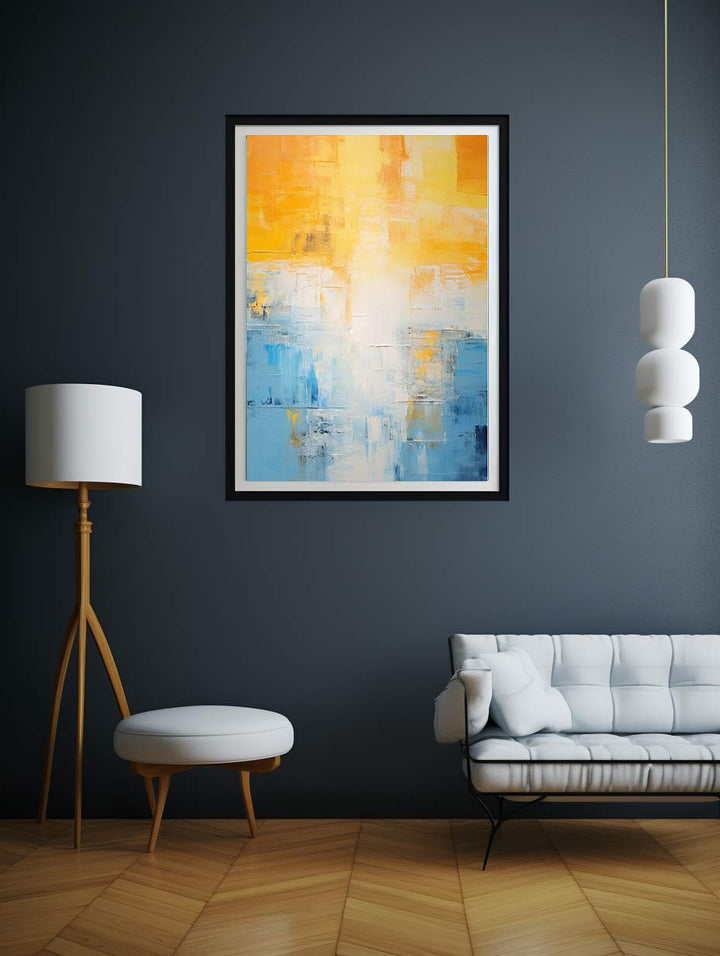 Yellow Blue Abstract Knife Art Painting