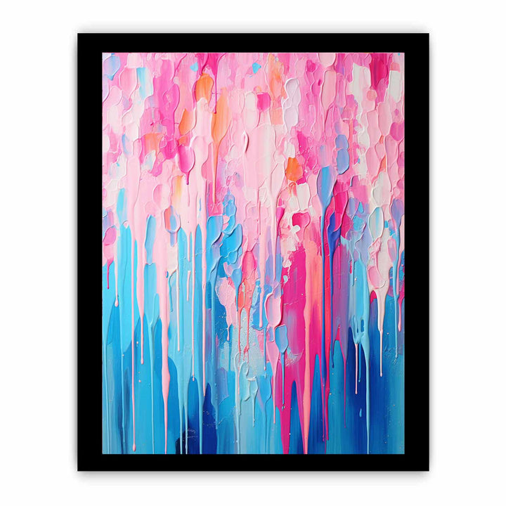 Pink Blue Dripping Color  Art Painting