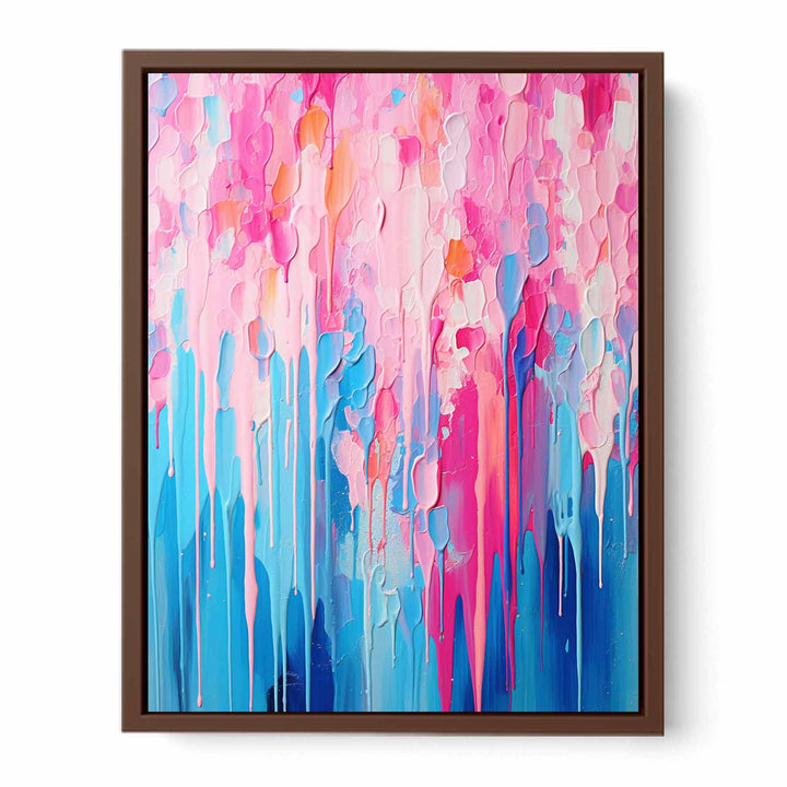 Pink Blue Dripping Color  Art Painting