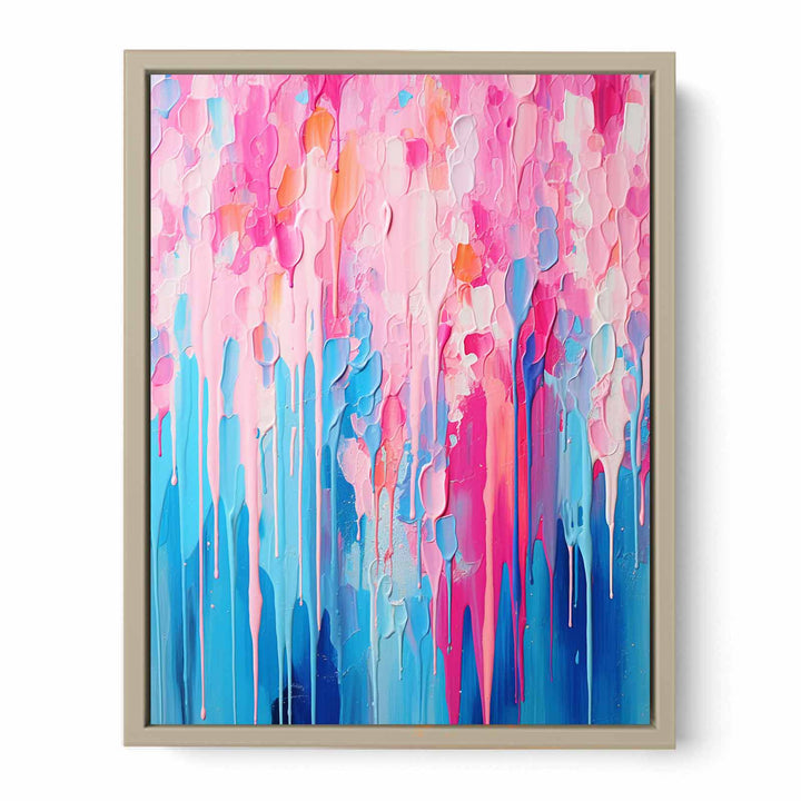 Pink Blue Dripping Color  Art Painting