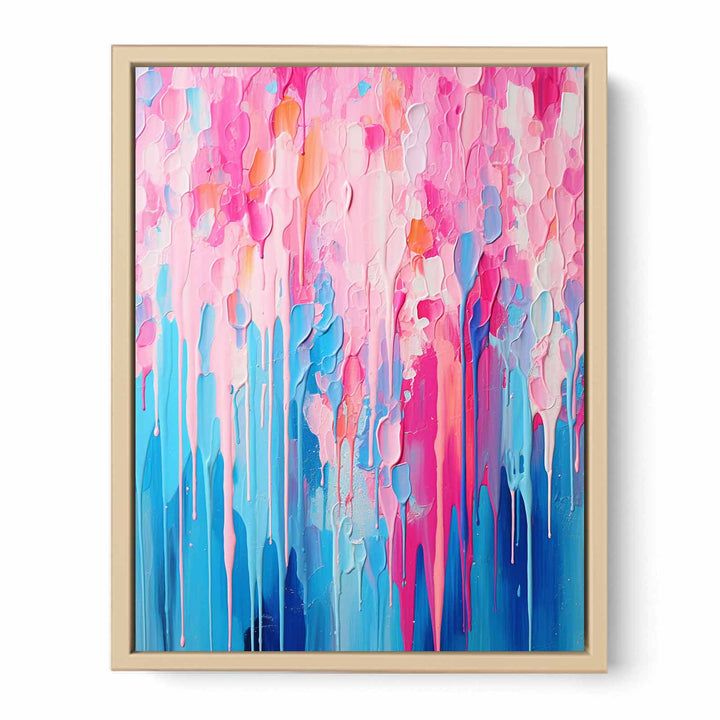 Pink Blue Dripping Color  Art Painting