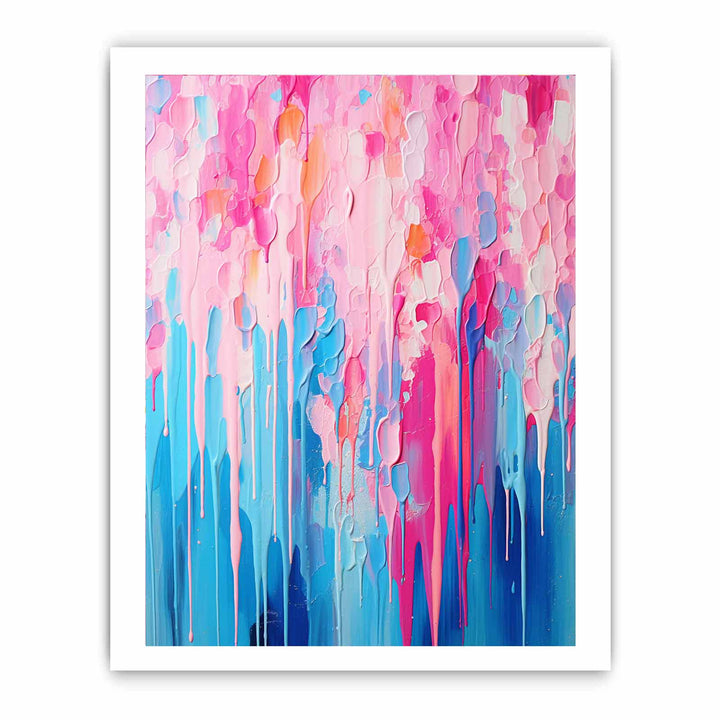 Pink Blue Dripping Color  Art Painting