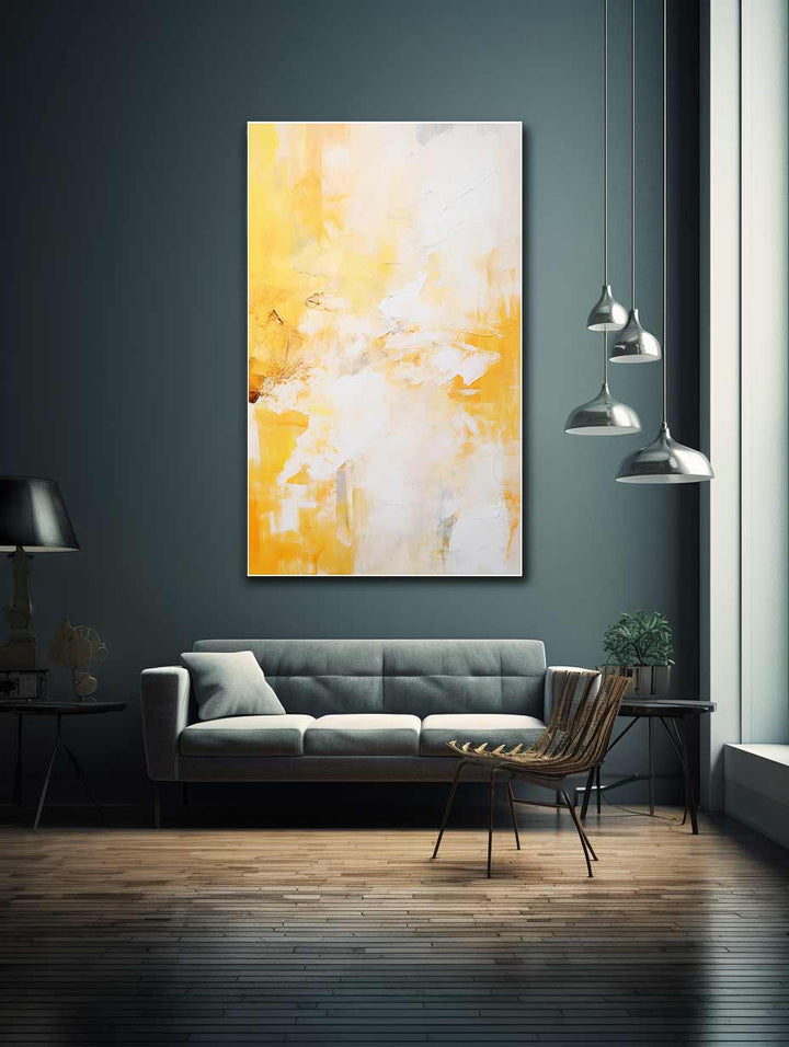 White Yellow Abstract Painting