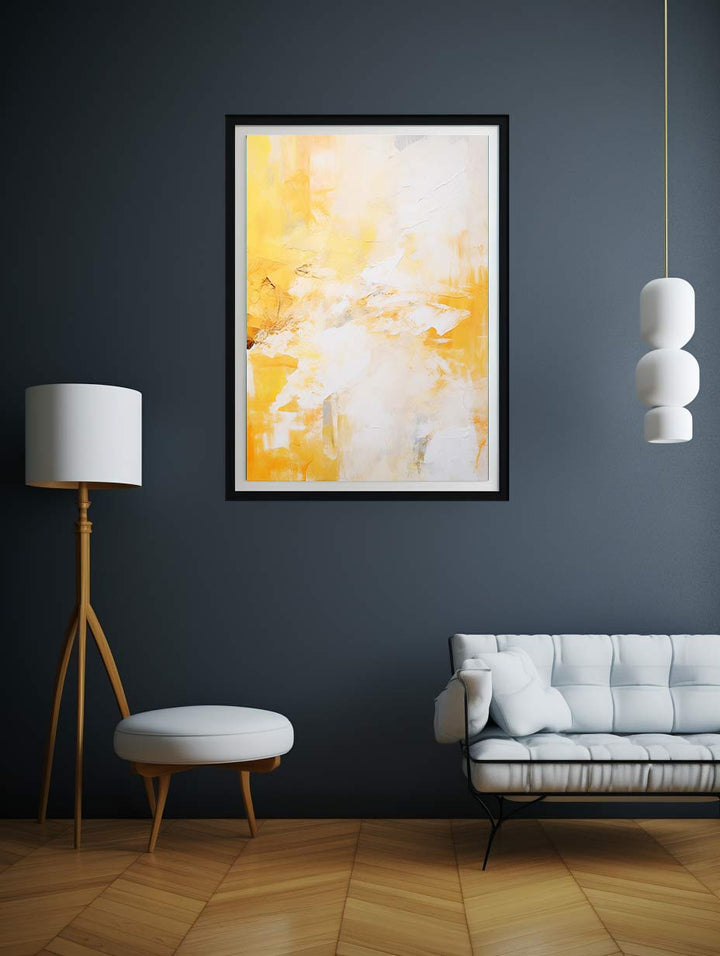 White Yellow Abstract Painting