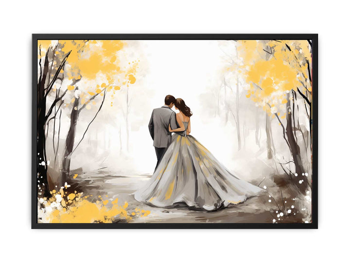 Couple Yellow Grey Art Painting  