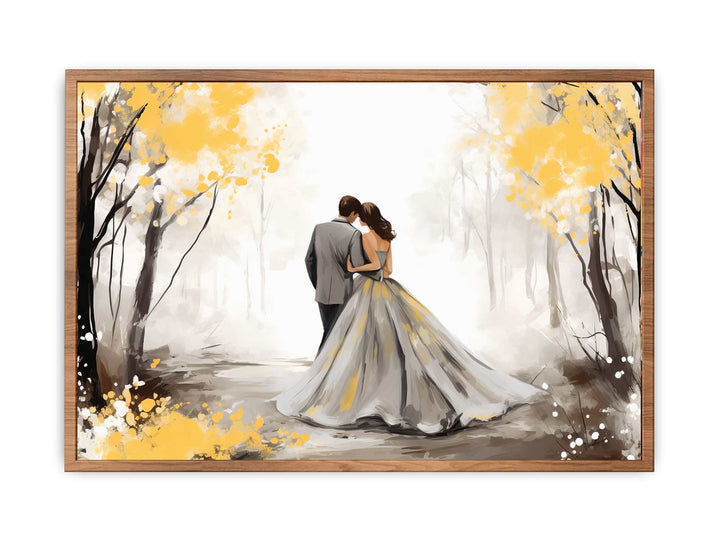 Couple Yellow Grey Art Painting  