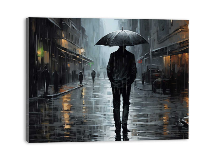  Man Umbrella Art Painting  